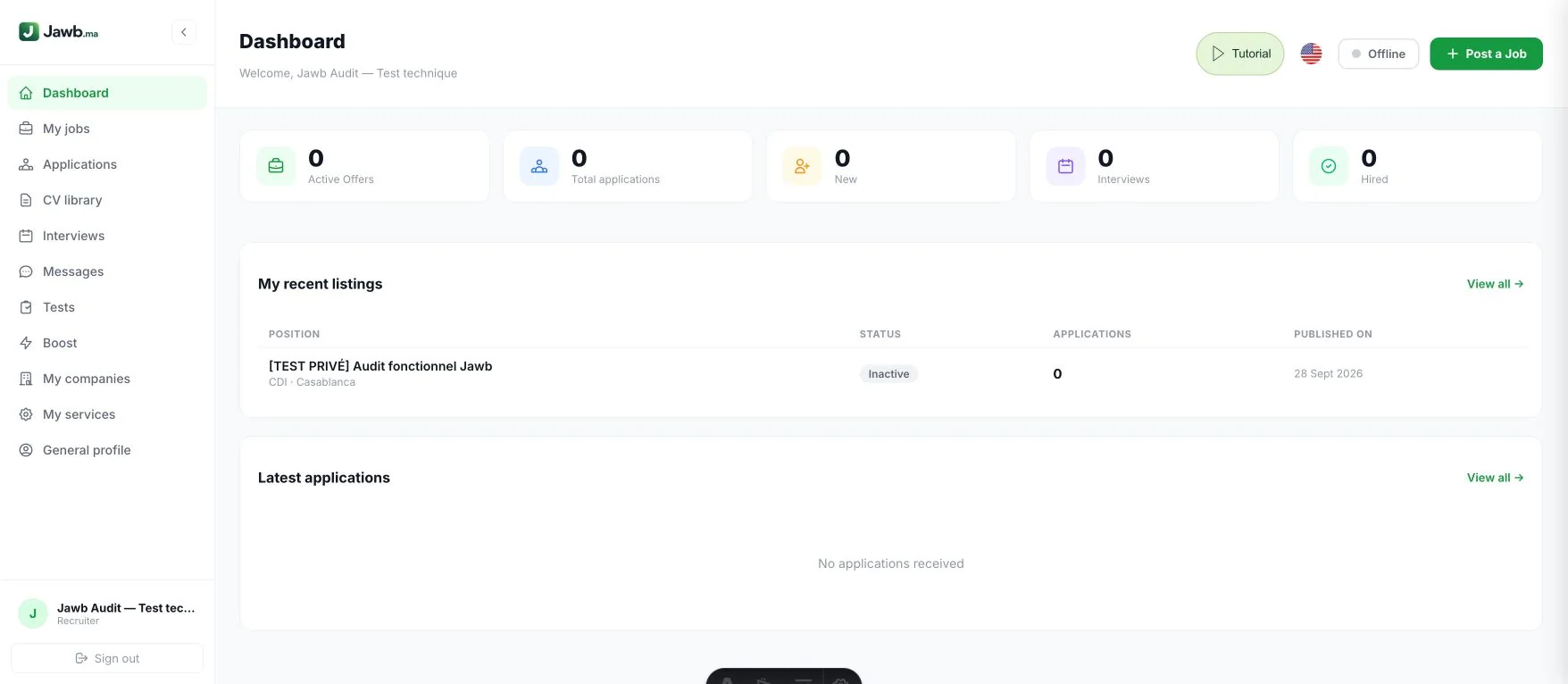 Manage your recruitment — Screenshots use a demonstration account with fictional data.